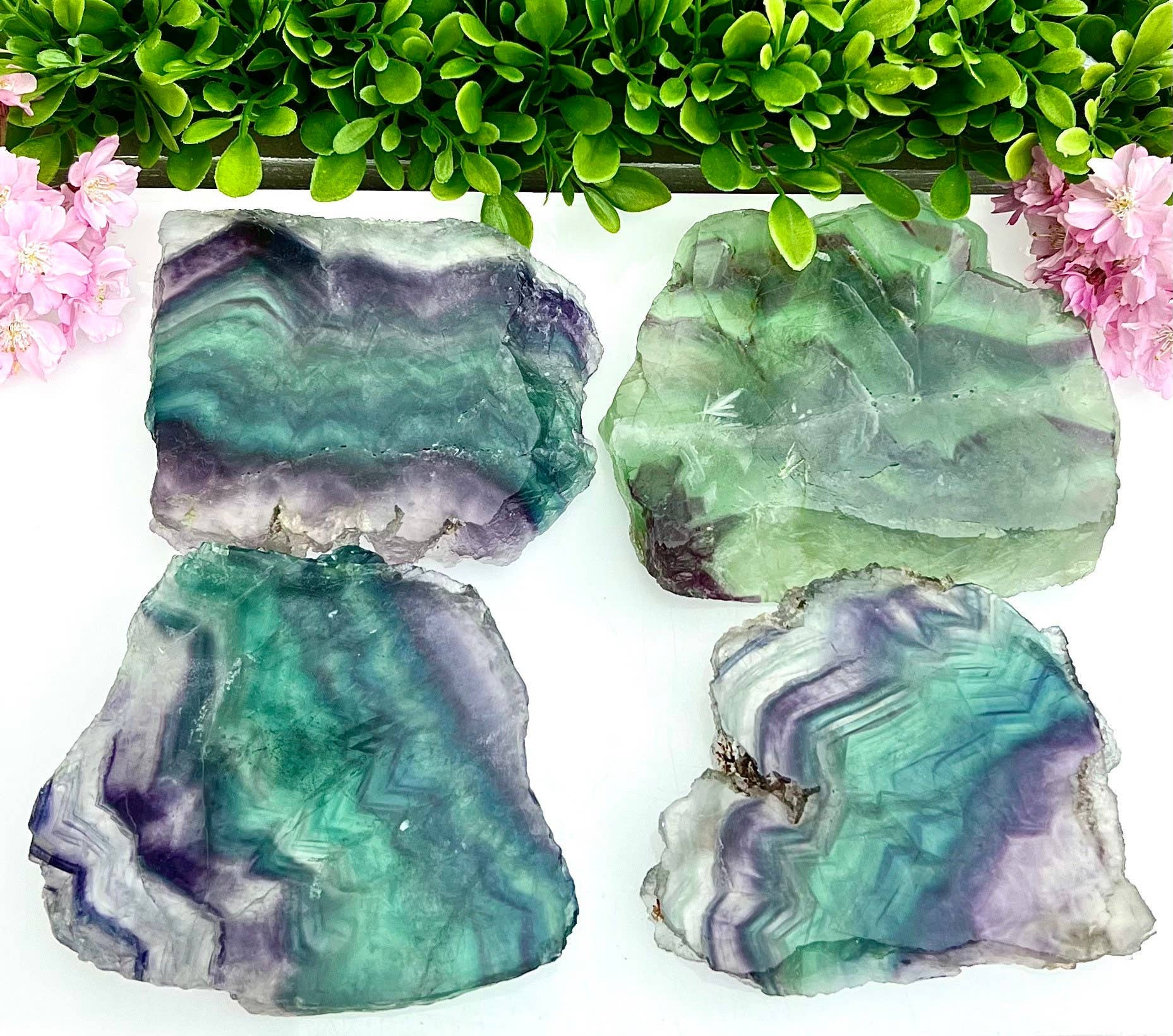 Rainbow Fluorite Crystal Raw Polished Slab - Coco and lulu boutique