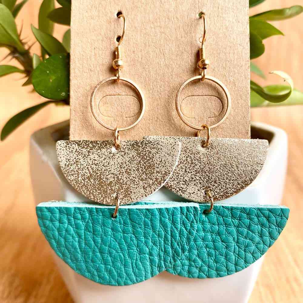 Geometrical Shape Dangle Leather Earrings - Coco and lulu boutique