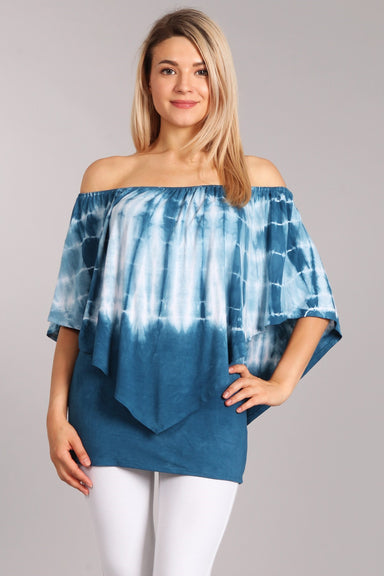 Tiki Women's Teal Tie Dye Four Way Top - Coco and lulu boutique