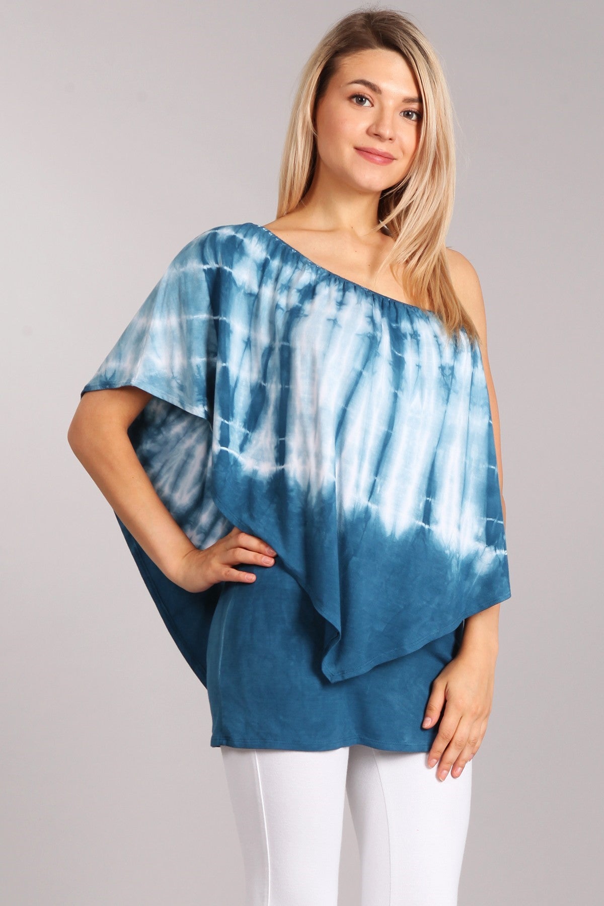Tiki Women's Teal Tie Dye Four Way Top - Coco and lulu boutique