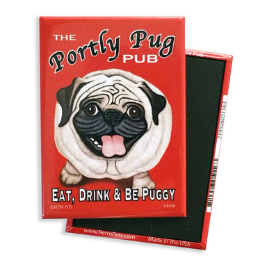 Portly Pug Retro Pet Dog Magnet - Coco and lulu boutique