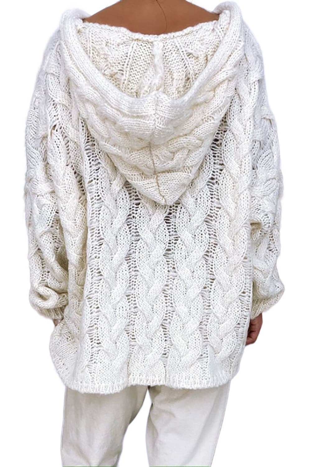 Keely Cable-Knit Hooded Sweater - Coco and lulu boutique