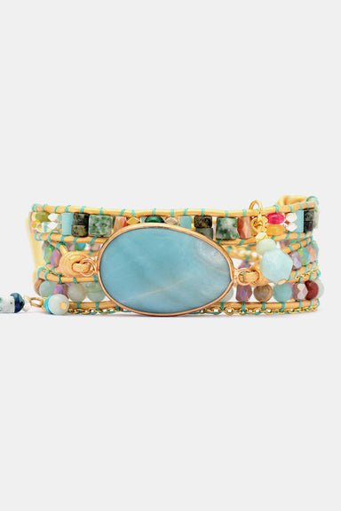 Handmade Natural Stone Beaded Triple Layer Wrap  Bracelet - Coco and lulu boutique