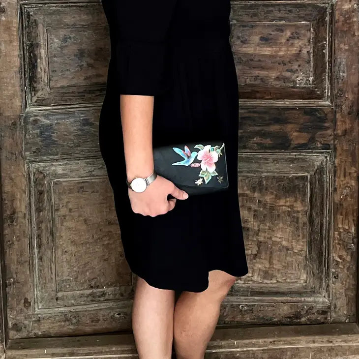 HUMMINGBIRD HAND PAINTED WALLET - Coco and lulu boutique