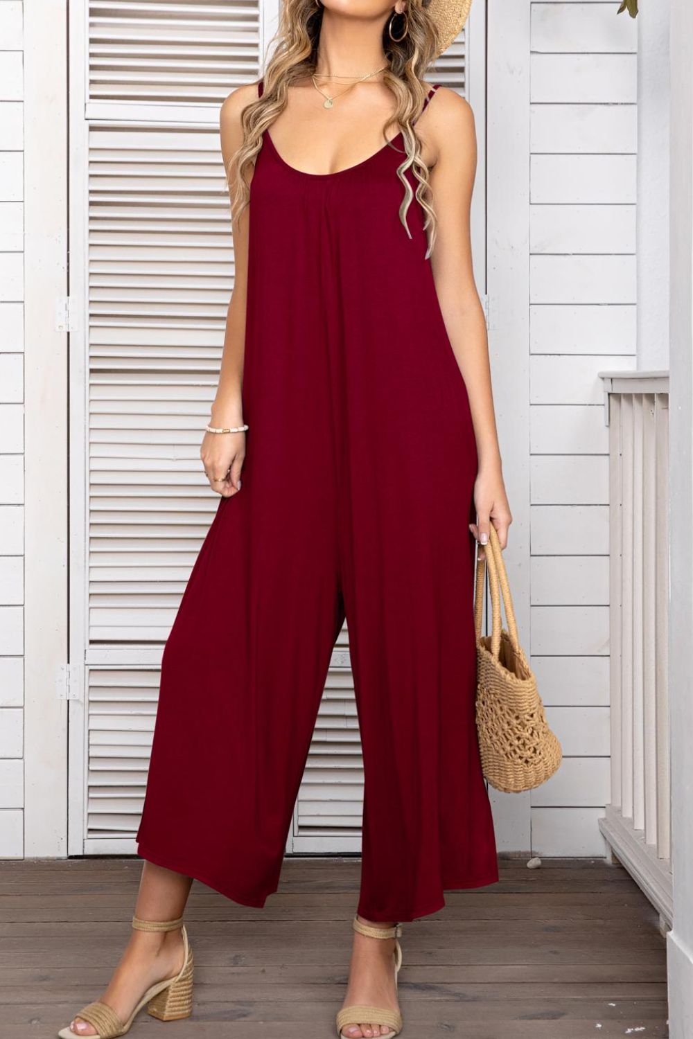 Spaghetti Strap Scoop Neck Jumpsuit - Coco and lulu boutique