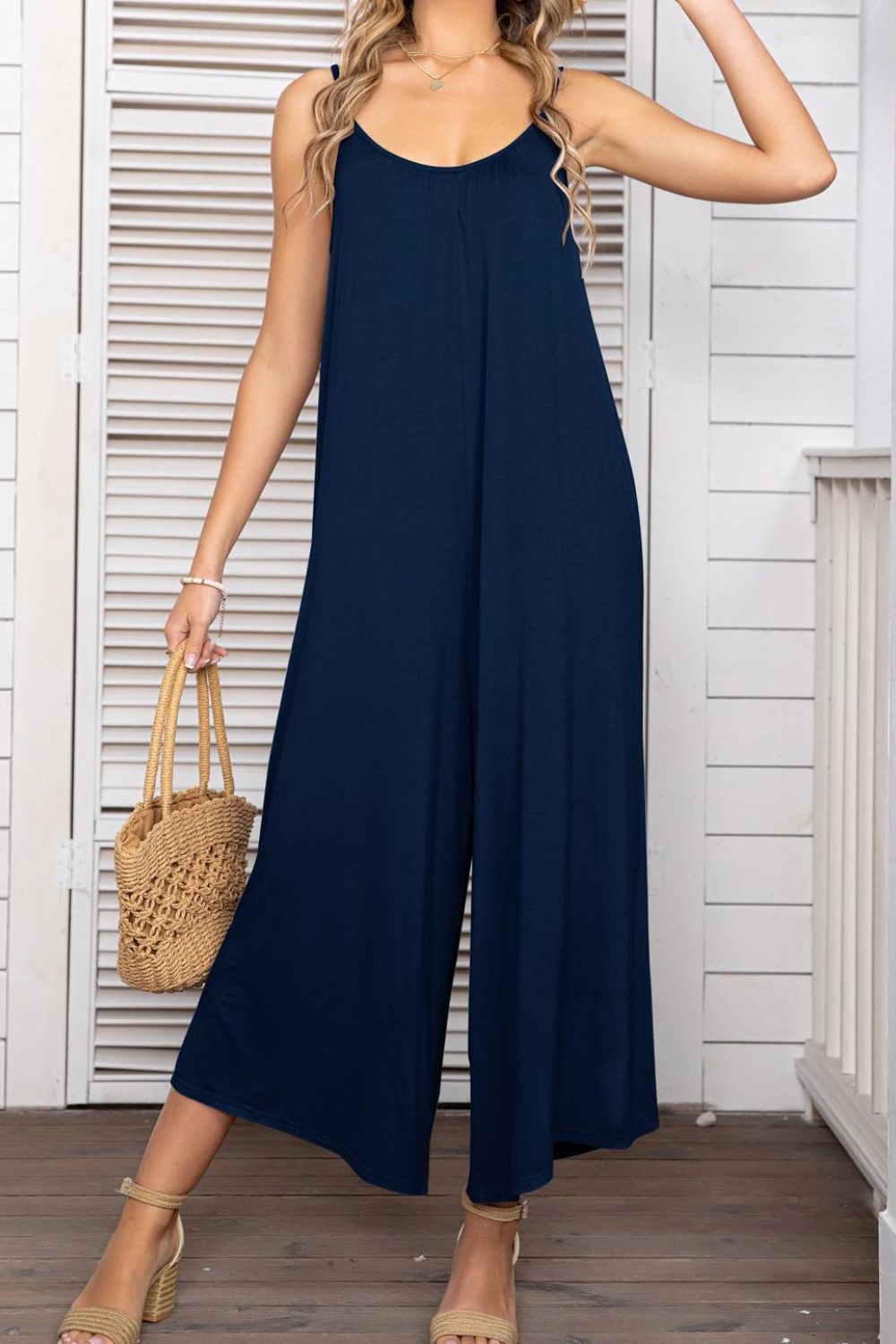 Spaghetti Strap Scoop Neck Jumpsuit - Coco and lulu boutique