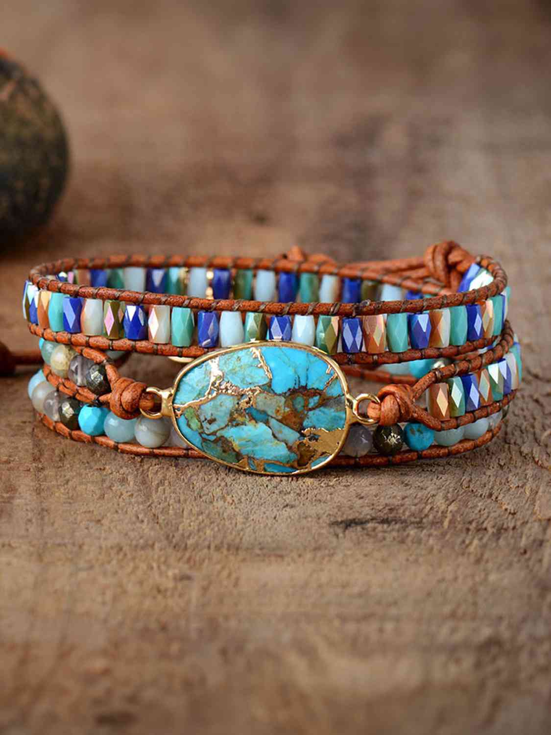 Triple-Layer Natural Stone Wrap Bracelet - Coco and lulu boutique
