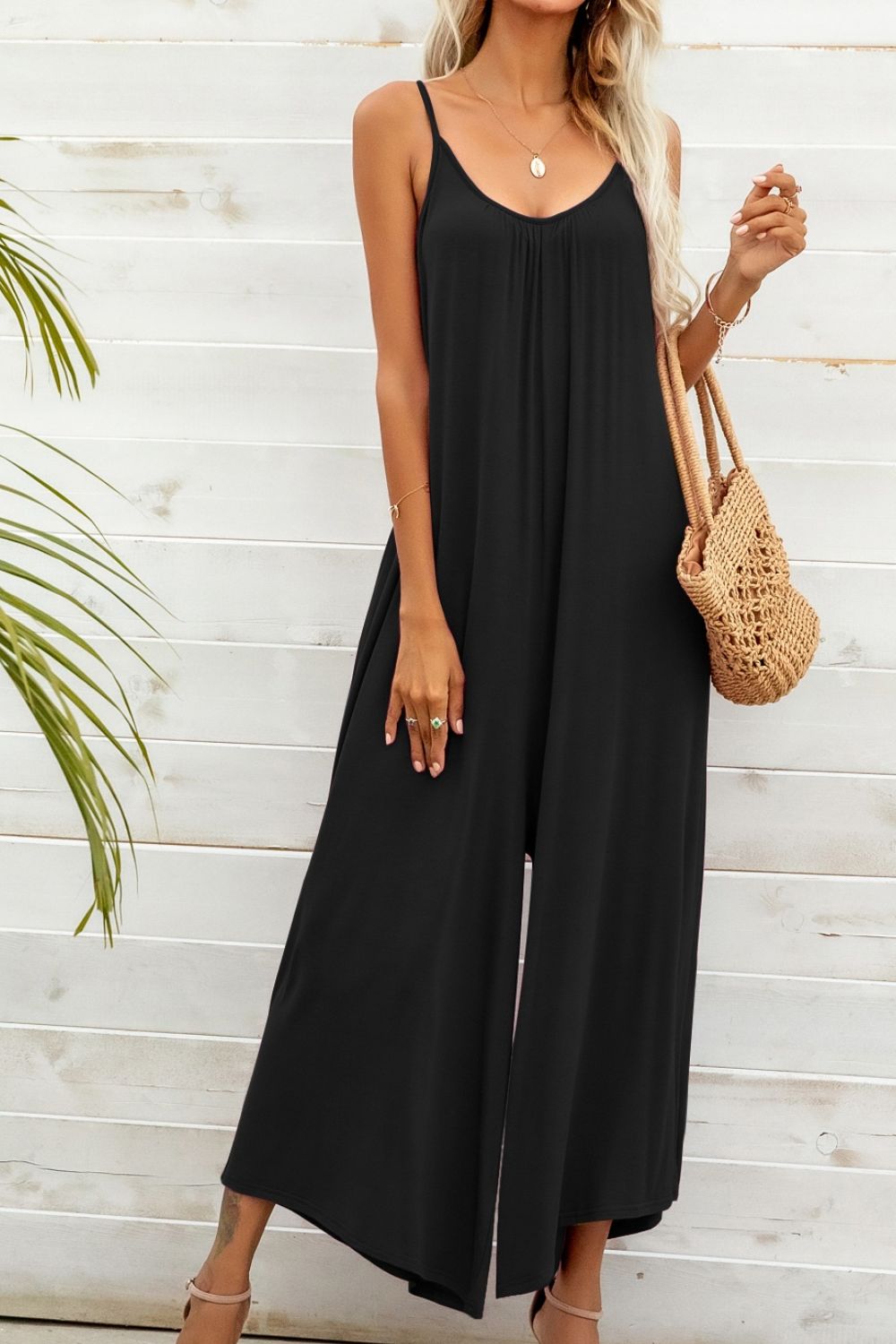 Spaghetti Strap Scoop Neck Jumpsuit - Coco and lulu boutique