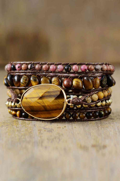 Natural Stone 5 Layered Wrap Bracelet - Coco and lulu boutique