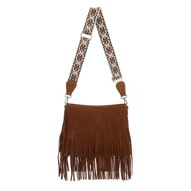 Sadie Brown Suede Fringe Crossbody w/ Guitar Strap - Coco and lulu boutique