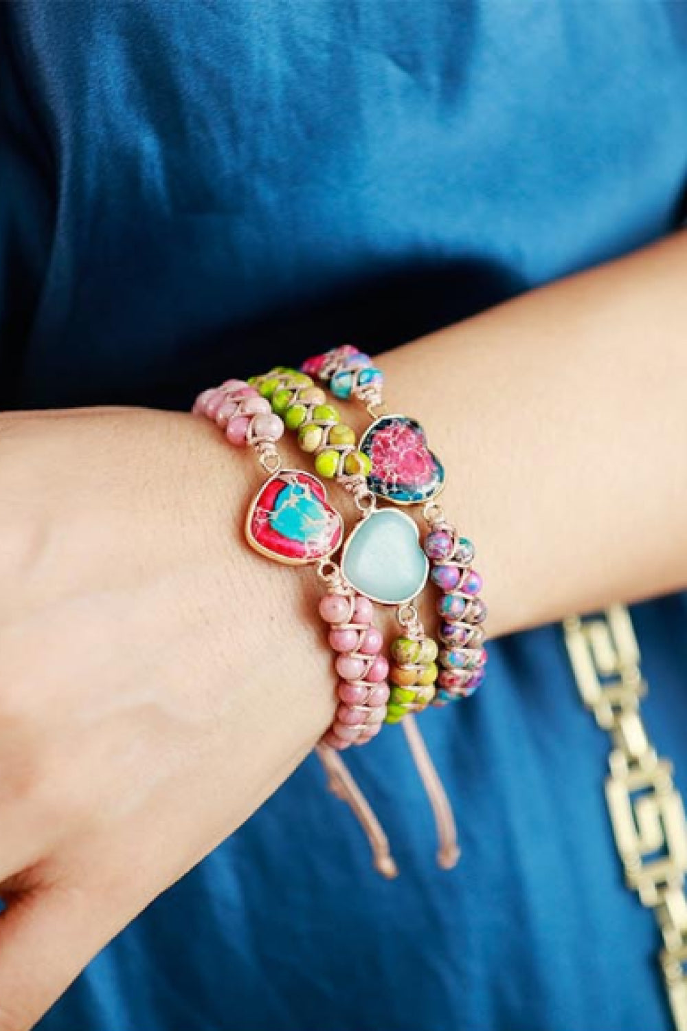 Soul 2 Handmade Heart Shape Natural Stone Bracelet - Coco and lulu boutique
