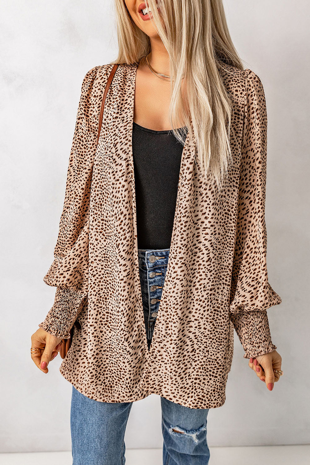 Sophie Leopard Print Balloon Sleeve Cardigan - Coco and lulu boutique
