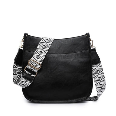 Chloe Black Crossbody with Guitar Strap - Coco and lulu boutique