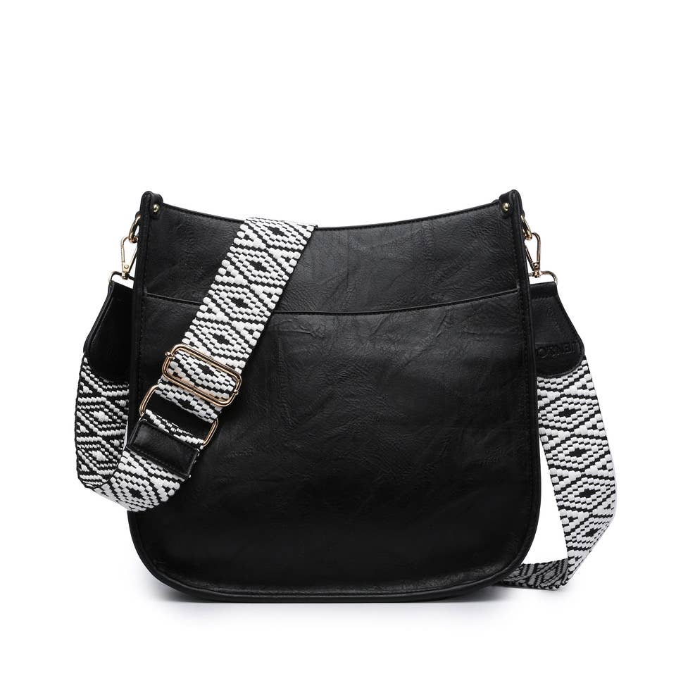 Chloe Black Crossbody with Guitar Strap - Coco and lulu boutique