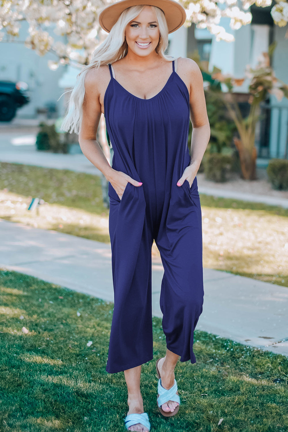 Skyler Spaghetti Strap Wide Leg Jumpsuit - Coco and lulu boutique