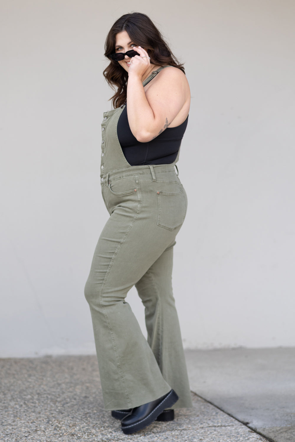 Kelsey Flare Tummy Control Overalls - Coco and lulu boutique