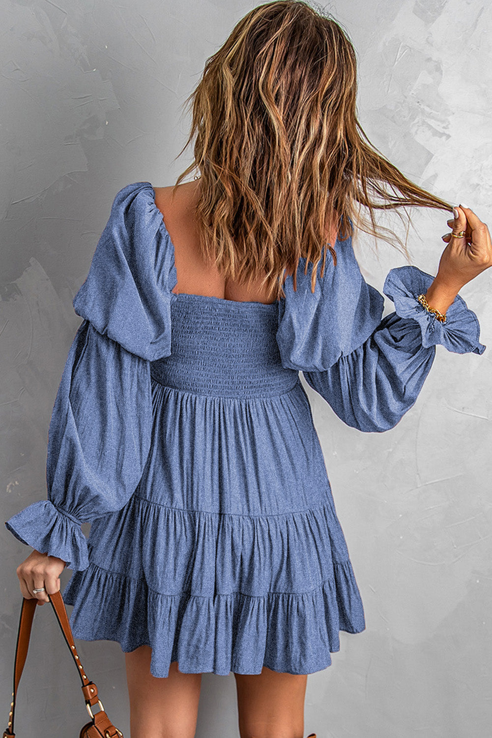 Amelia Smocked Off-Shoulder Tiered Mini Dress - Coco and lulu boutique