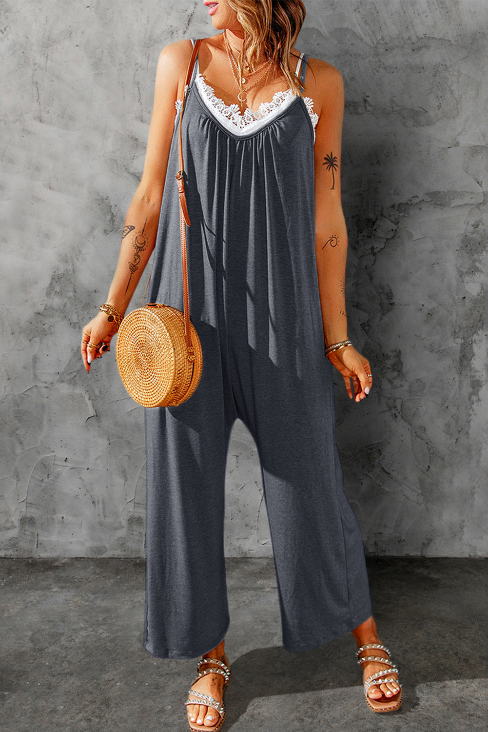 Skyler Spaghetti Strap Wide Leg Jumpsuit - Coco and lulu boutique