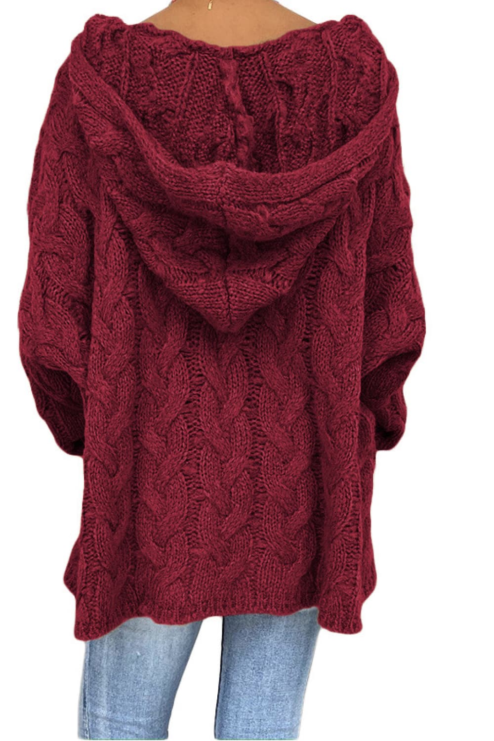 Keely Cable-Knit Hooded Sweater - Coco and lulu boutique