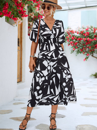 Coco  Surplice Balloon Sleeve Dress - Coco and lulu boutique