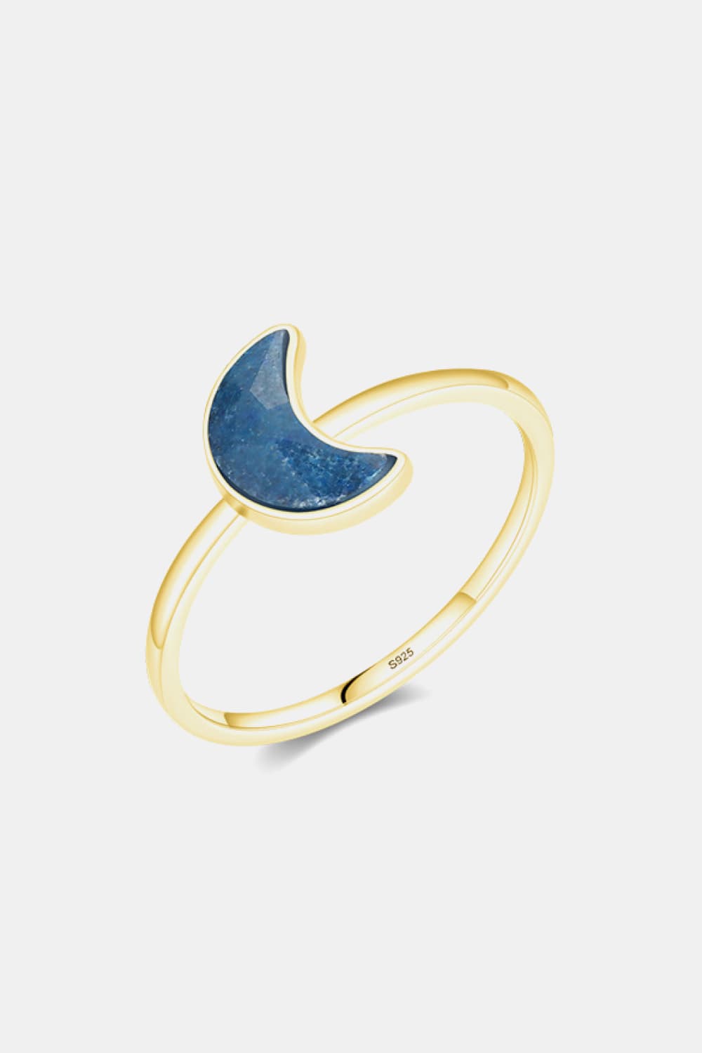 925 Sterling Silver Moon Shape Aventurine Ring - Coco and lulu boutique