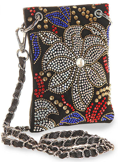 The Resort Colorful Rhinestone Petite Crossbody Sling: Black - Coco and lulu boutique