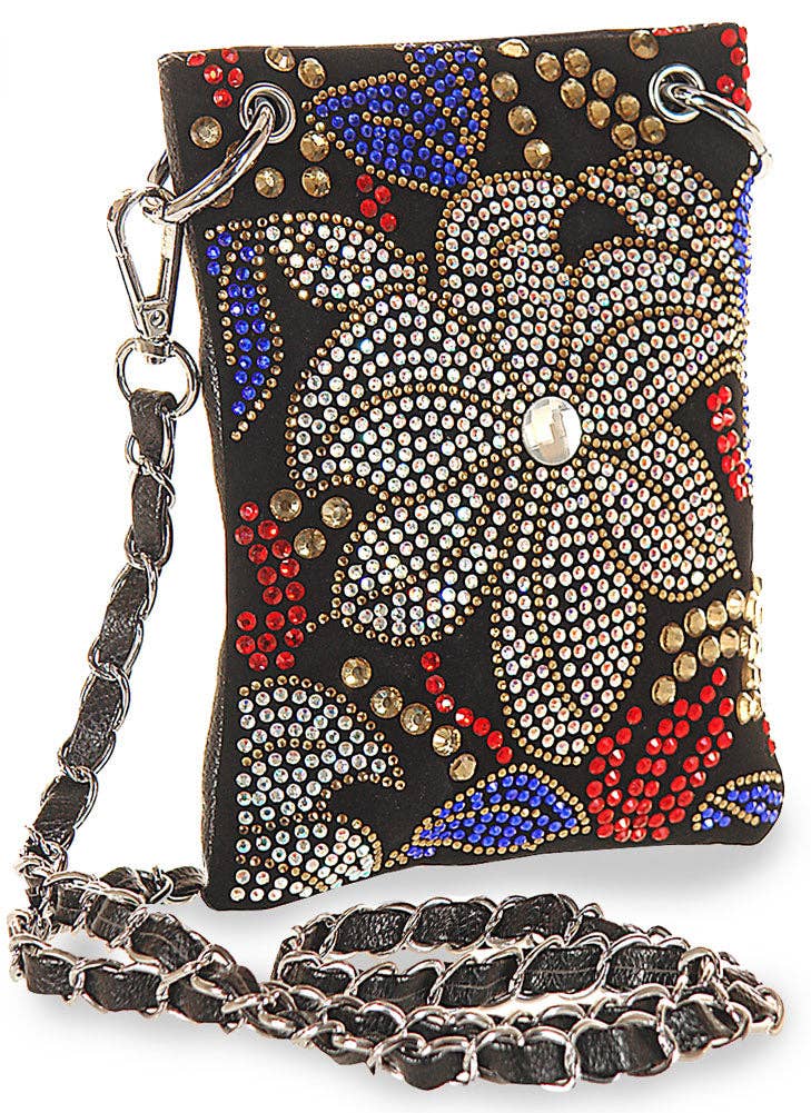 The Resort Colorful Rhinestone Petite Crossbody Sling: Black - Coco and lulu boutique
