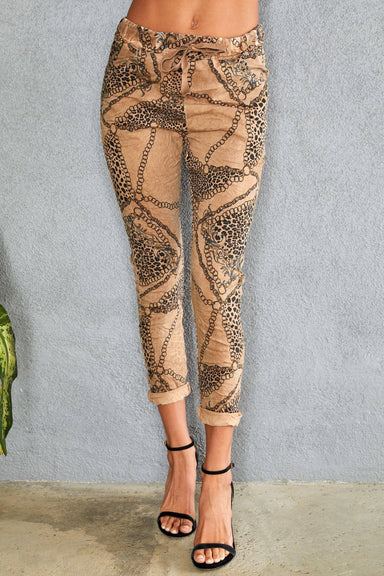 Italian Chains and Cheetah Crinkle Jogger - Coco and lulu boutique