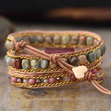 Crystal Bead Heart Wrap Bracelet - Coco and lulu boutique