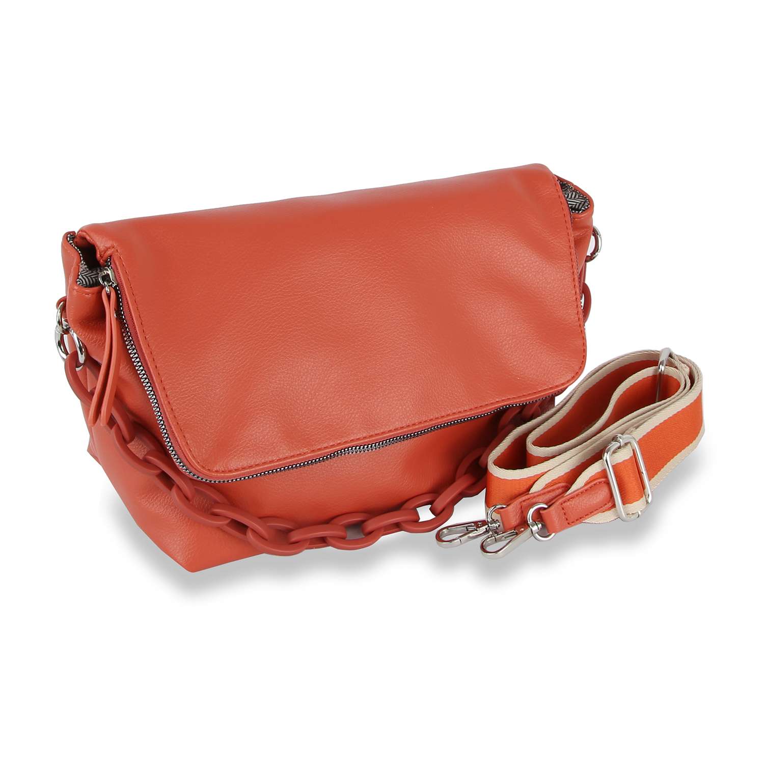 Courtney Orange Chain Handle Shoulder Bag: Orange - Coco and lulu boutique