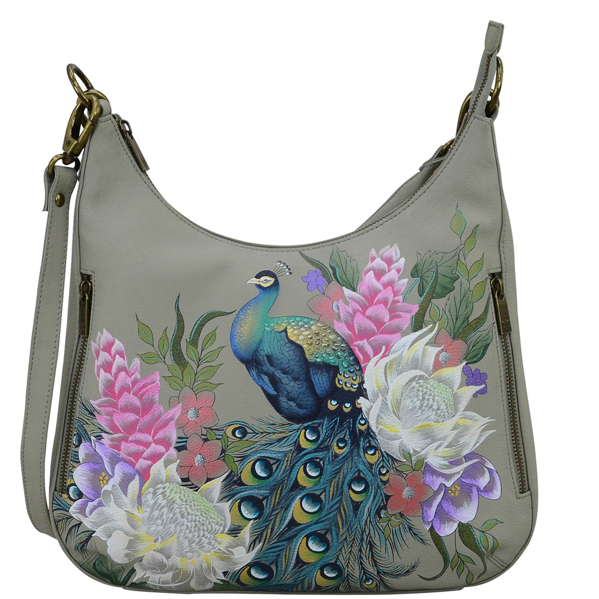 Peacock Convertible Slim Hobo With Crossbody Strap - Coco and lulu boutique