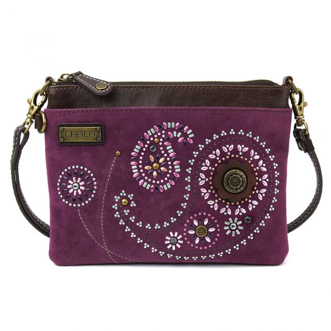 Purple Paisley Dazzled Mini Crossbody Purse - Coco and lulu boutique