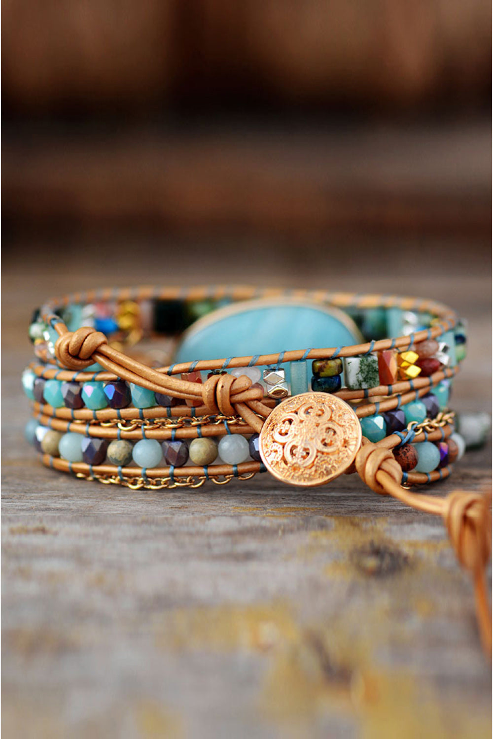 Handmade Natural Stone Beaded Triple Layer Wrap  Bracelet - Coco and lulu boutique