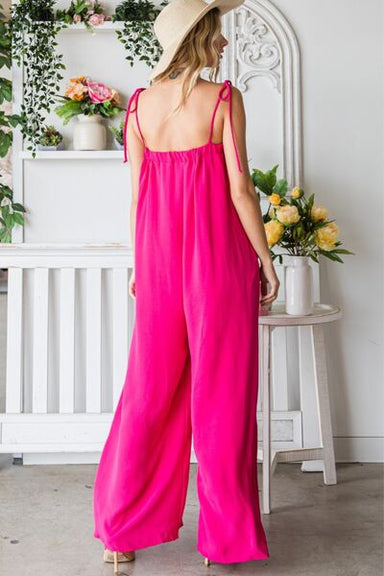 Pocketed Spaghetti Strap Wide Leg Jumpsuit - Coco and lulu boutique