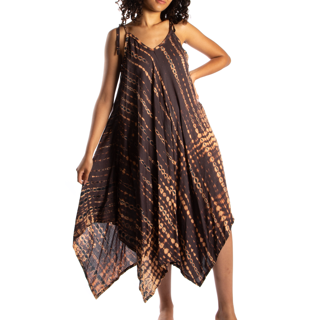 Tie-Dye Bone Motif Handkerchief Dress - Coco and lulu boutique