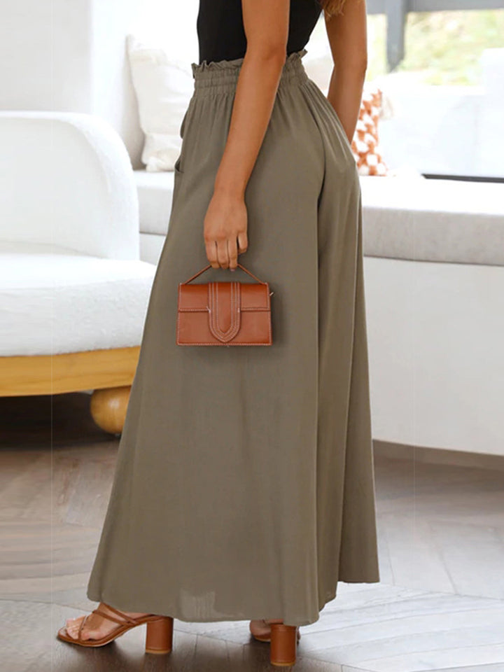 Susan Drawstring Waist Wide Leg Pants - Coco and lulu boutique