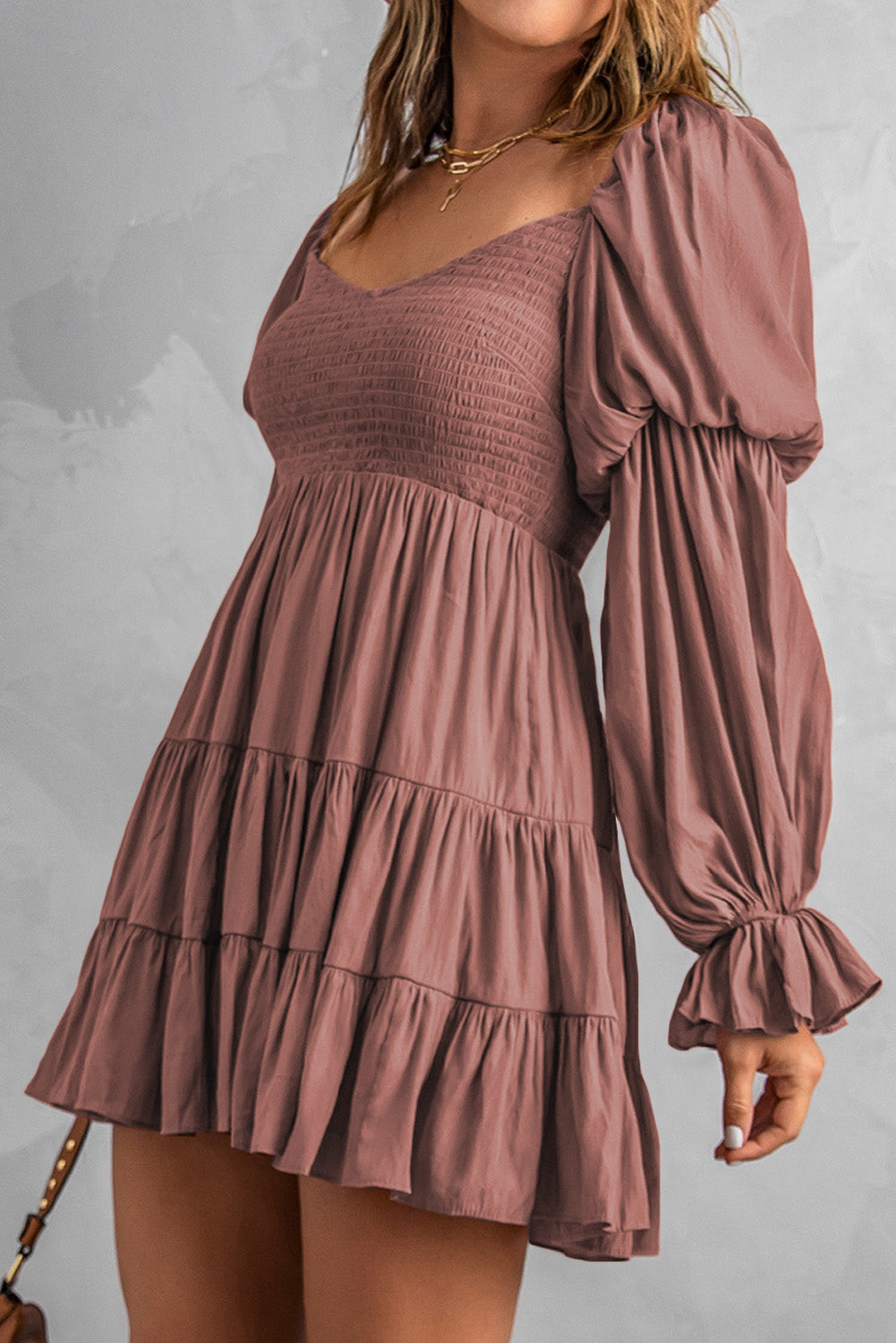 Amelia Smocked Off-Shoulder Tiered Mini Dress - Coco and lulu boutique