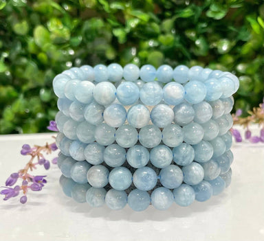 Natural Aquamarine 8mm 7.5” Crystal Healing Stretch Bracelet - Coco and lulu boutique
