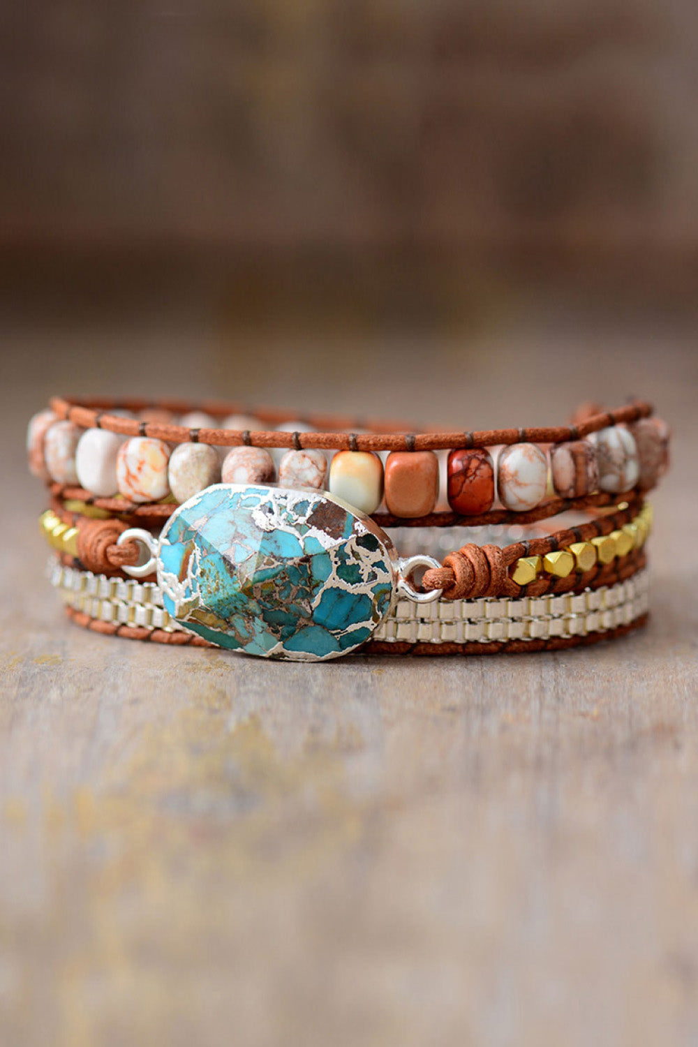 Handmade Natural Stone Copper Wrap Bracelet - Coco and lulu boutique