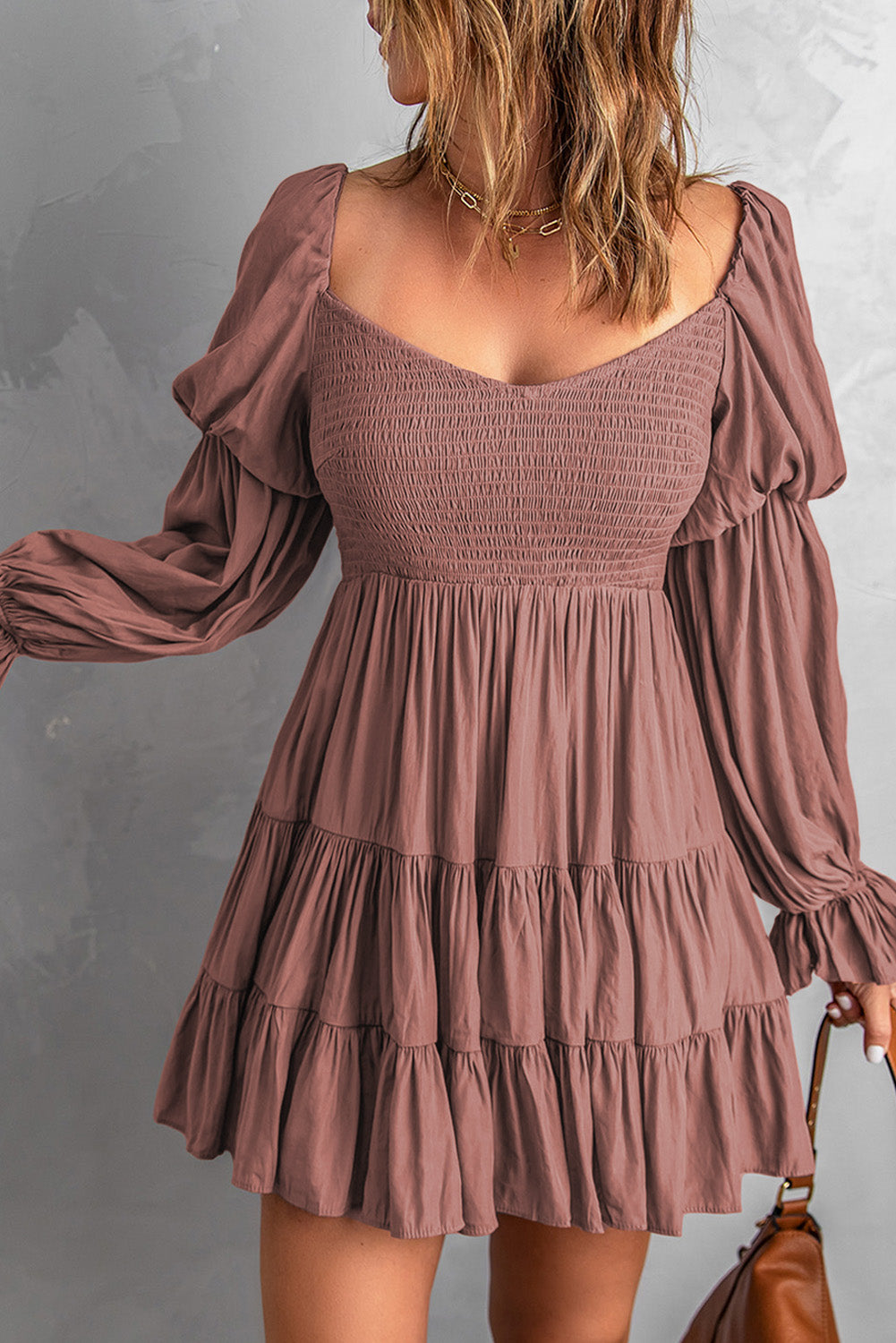 Amelia Smocked Off-Shoulder Tiered Mini Dress - Coco and lulu boutique