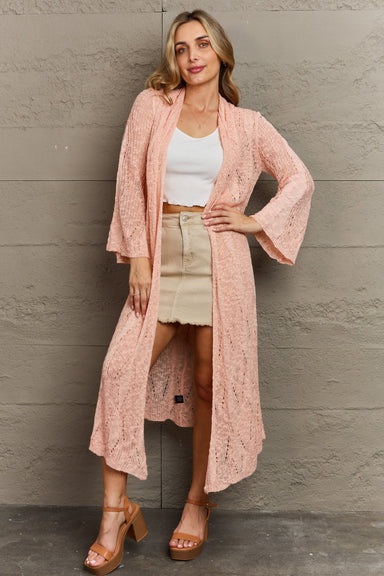 You Make Me Blush Open Front Maxi Cardigan - Coco and lulu boutique