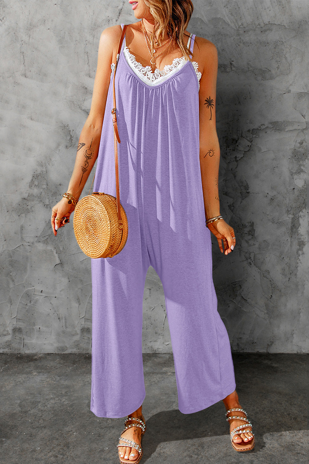 Skyler Spaghetti Strap Wide Leg Jumpsuit - Coco and lulu boutique