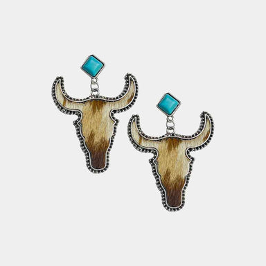 Stage Coach Bull Shape Turquoise Dangle Earrings - Coco and lulu boutique