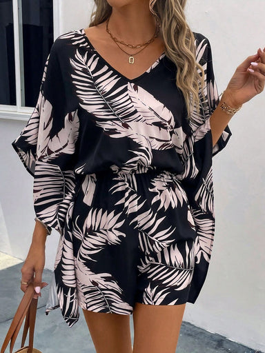 Kona Printed V-Neck Romper - Coco and lulu boutique