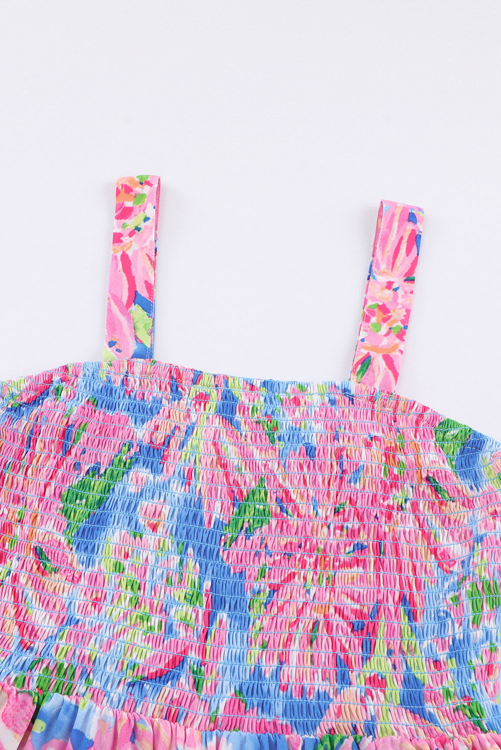 Scarlett Floral Smocked Square Neck Jumpsuit with Pockets - Coco and lulu boutique