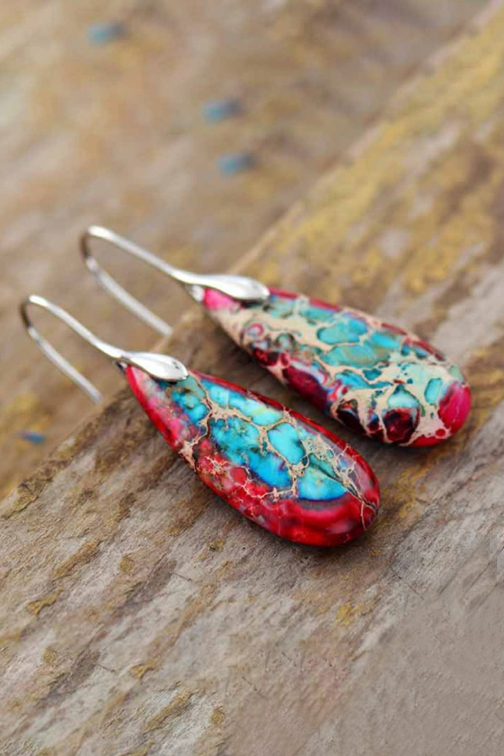 Handmade Teardrop Shape Natural Stone Dangle Earrings - Coco and lulu boutique