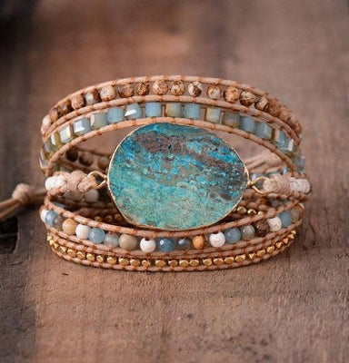 Non-Leather Blue Earth Jasper Bracelet - Coco and lulu boutique