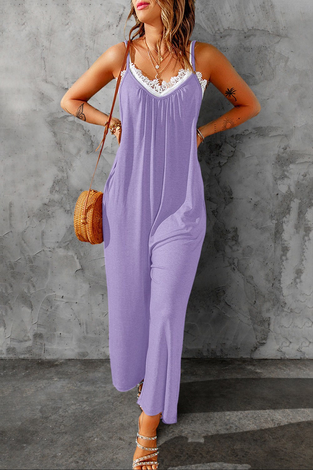 Skyler Spaghetti Strap Wide Leg Jumpsuit - Coco and lulu boutique