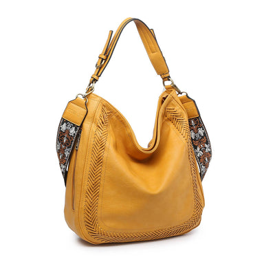 Aris Mustard Whipstitch Hobo/Crossbody w/ Guitar Strap - Coco and lulu boutique