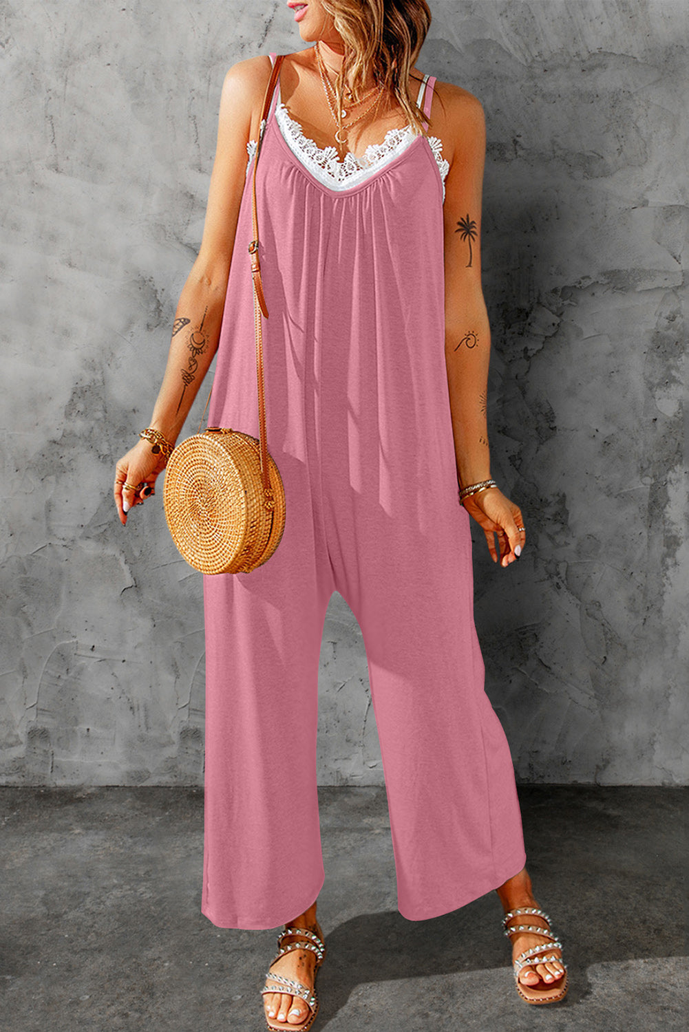 Skyler Spaghetti Strap Wide Leg Jumpsuit - Coco and lulu boutique